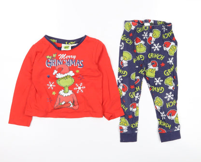 The Grinch Christmas Pyjama Set Red 18-24 Months Unisex