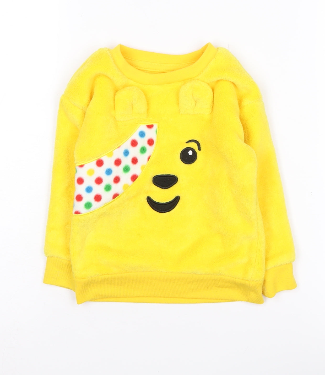 George Girls Yellow Fleece Pyjama Top, 2 Years, Lightweight