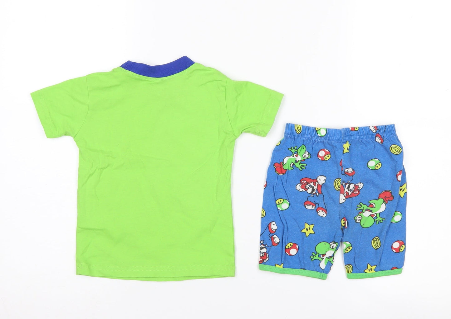 Natural Needs Boys Super Mario Pyjama Set, Green/Blue, Size 3
