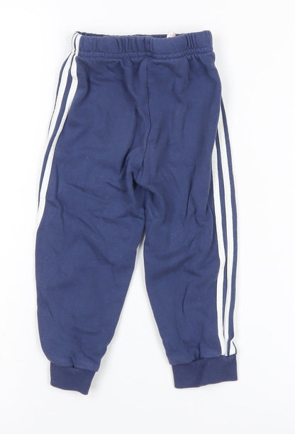 Adidas Boys Blue Jogger Trousers 18-24 Months Sports Side Stripe