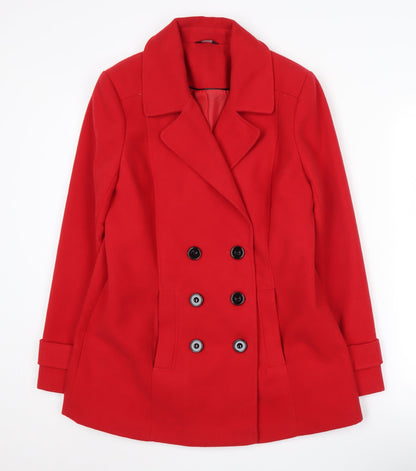 M&Co Women's Red Pea Coat Size 12