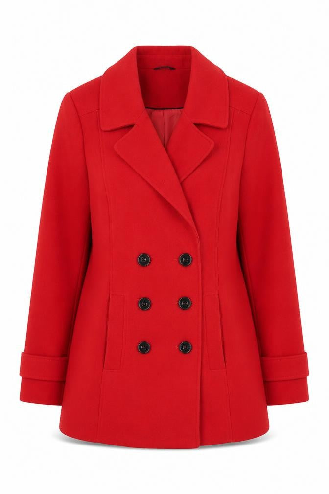 M&Co Women's Red Pea Coat Size 12