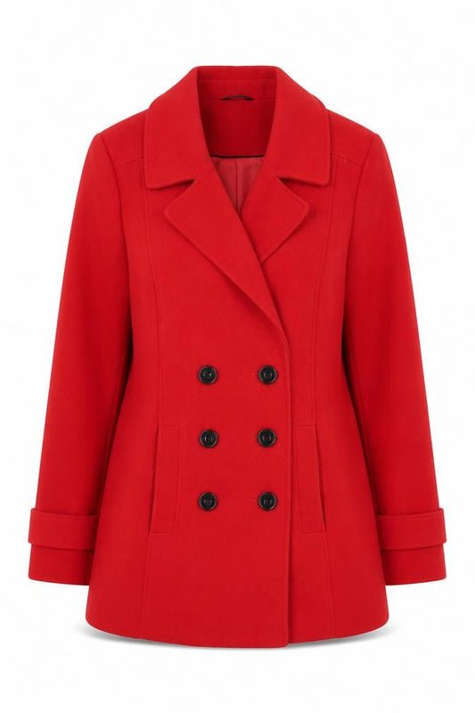 M&Co Women's Red Pea Coat Size 12