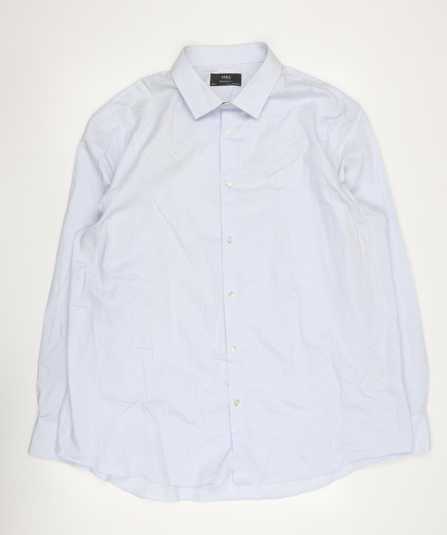 Marks & Spencer Men's Blue Button-Up Shirt