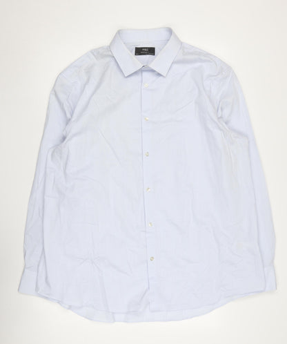 Marks & Spencer Men's Blue Button-Up Shirt