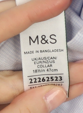 Marks & Spencer Men's Blue Button-Up Shirt
