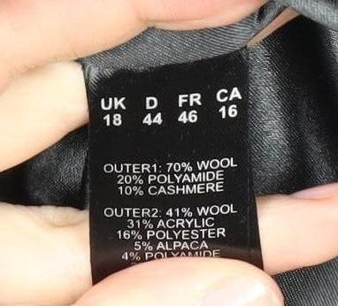 Womens UK Size 18 Eastex Black Overcoat