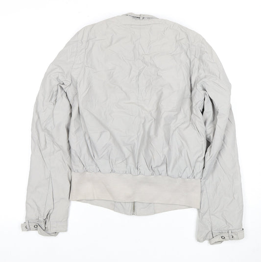 French Connection Women's Grey Biker Jacket Size 10