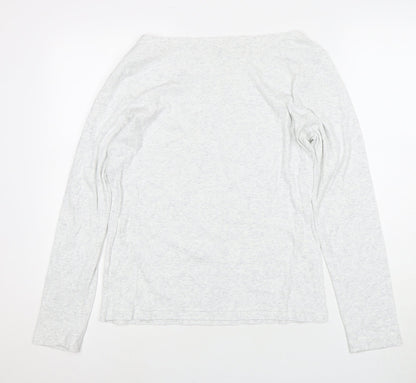 GAP Women White Basic Long Sleeve T-Shirt - L