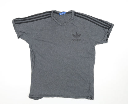 Adidas Men's Grey Crew Neck Short Sleeve T-Shirt, L
