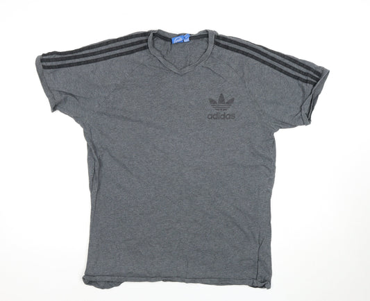 Adidas Men's Grey Crew Neck Short Sleeve T-Shirt, L