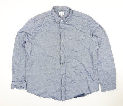 Next Men’s Blue Button-Up Shirt, Size L, Cotton