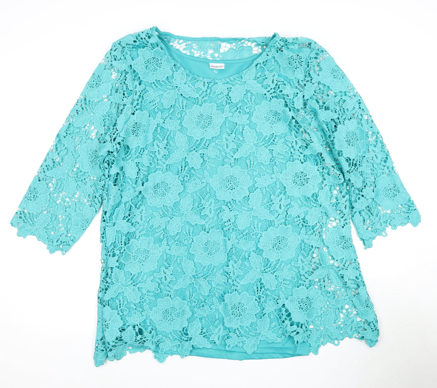 Womens UK Size XL Damart Blue Tunic Blouse