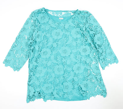 Womens UK Size XL Damart Blue Tunic Blouse
