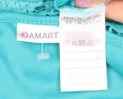 Womens UK Size XL Damart Blue Tunic Blouse