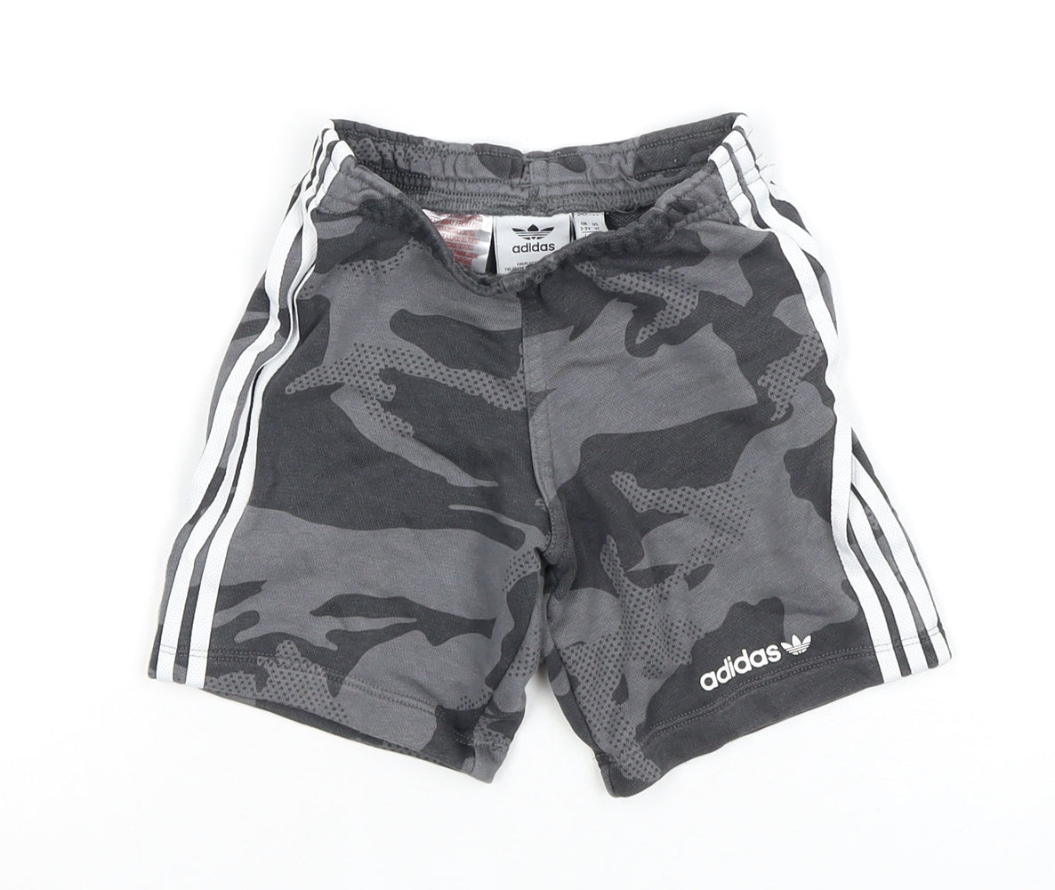 Adidas Boys Grey Camouflage Athletic Shorts 2-3 Years