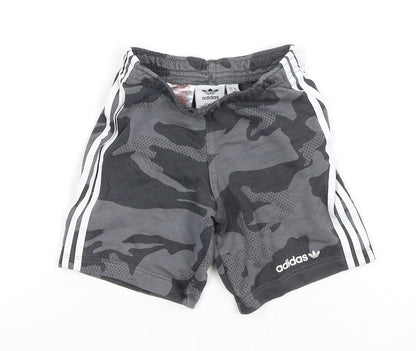 Adidas Boys Grey Camouflage Athletic Shorts 2-3 Years