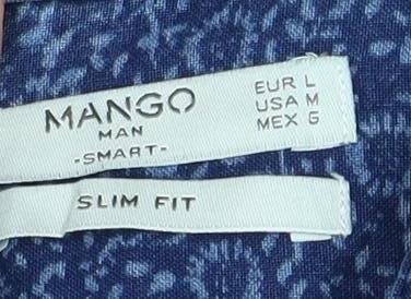 Mango Men's Blue Slim Fit Geometric Shirt