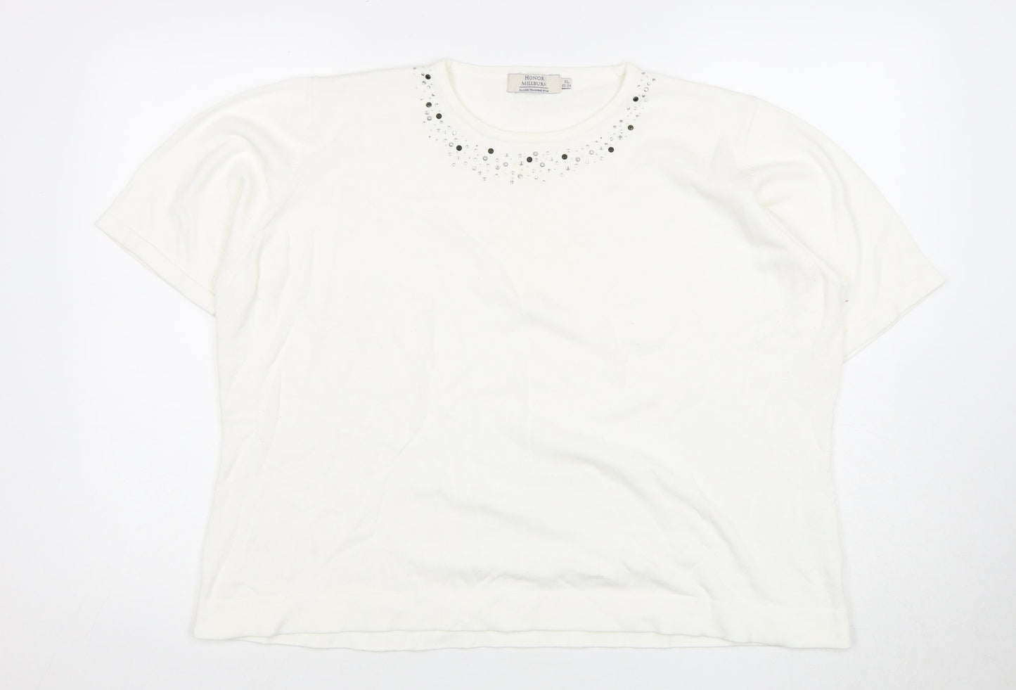 Womens UK Size XL Honor Millburn White Basic T-Shirt