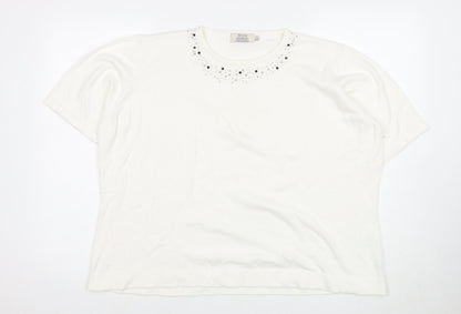 Womens UK Size XL Honor Millburn White Basic T-Shirt