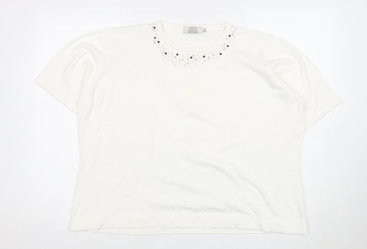 Womens UK Size XL Honor Millburn White Basic T-Shirt