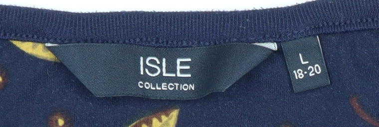 ISLE Women’s Blue Floral Long Sleeve T-Shirt, L