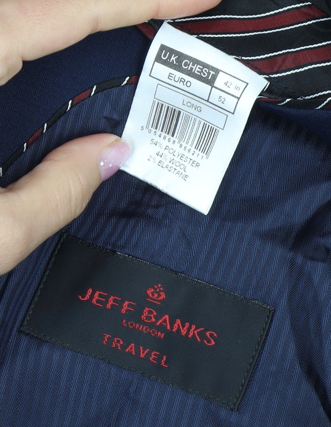 Mens UK Size 42 Jeff Banks Regular Blue Suit Jacket