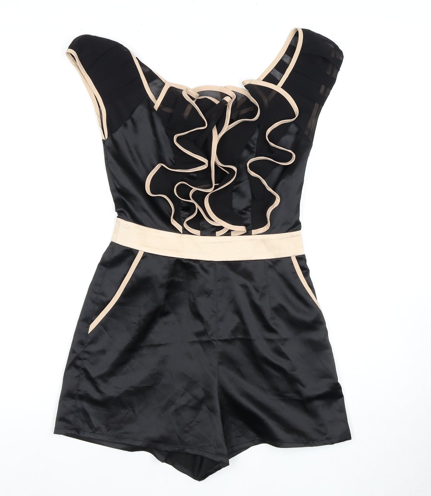 Lipsy London Women's Black Playsuit UK 6 Frill Party