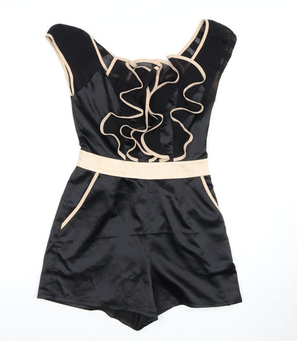 Lipsy London Women's Black Playsuit UK 6 Frill Party