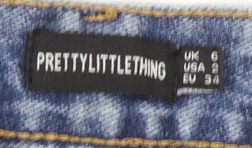 PrettyLittleThing Women's Blue Distressed Straight Jeans S6