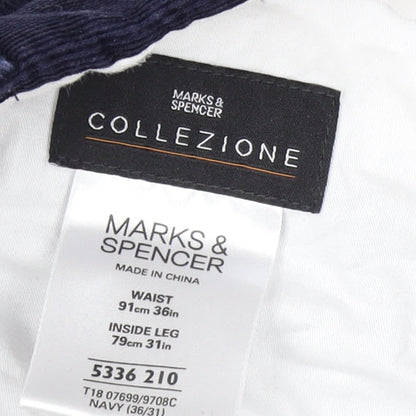 Marks and Spencer Men's Blue Corduroy Trousers 36