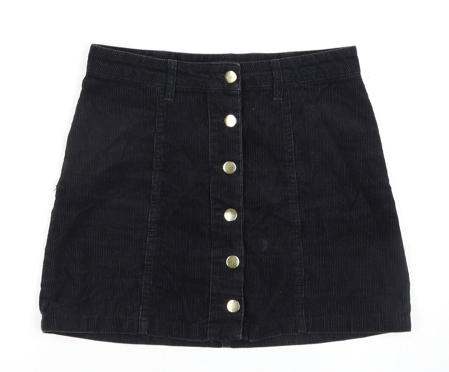 Brave Soul Women's Black A-Line Corduroy Skirt S