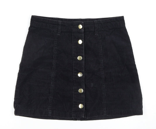 Brave Soul Women's Black A-Line Corduroy Skirt S