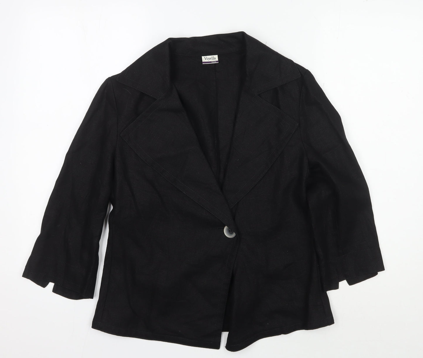 Viyella Petite Black Linen Blazer Women Size 8