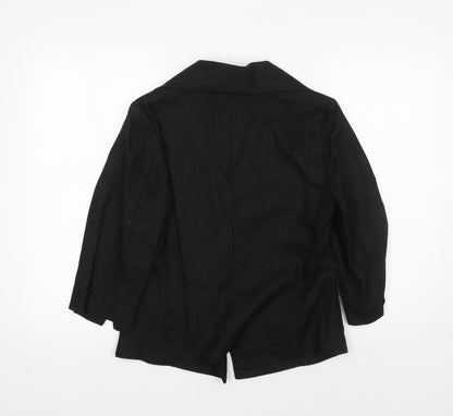 Viyella Petite Black Linen Blazer Women Size 8