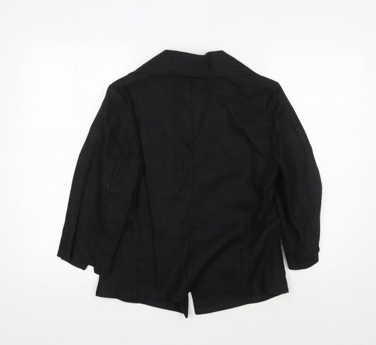 Viyella Petite Black Linen Blazer Women Size 8