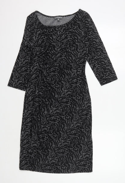 Laura Ashley Women's Black Animal Print Midi Sheath Dress