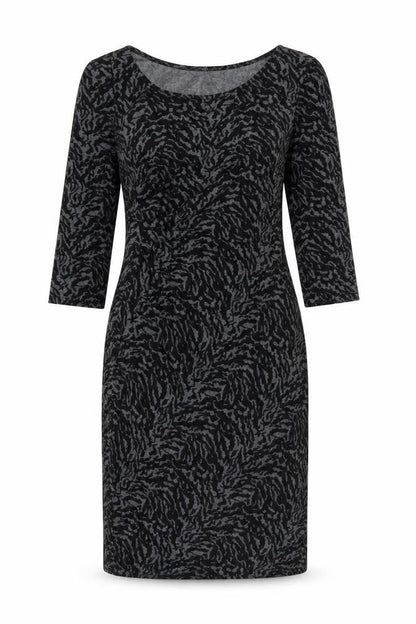 Laura Ashley Women's Black Animal Print Midi Sheath Dress