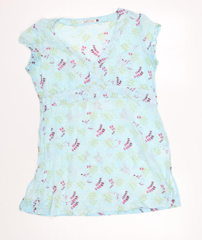 White Stuff Women's Blue Geometric T-Shirt Dress, Size 14