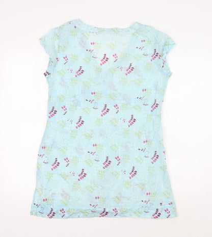 White Stuff Women's Blue Geometric T-Shirt Dress, Size 14