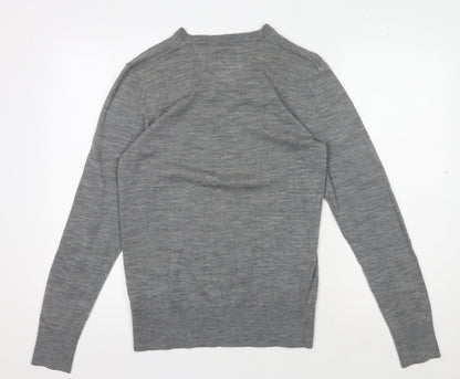 AllSaints Men's Grey Wool Pullover Jumper, Medium