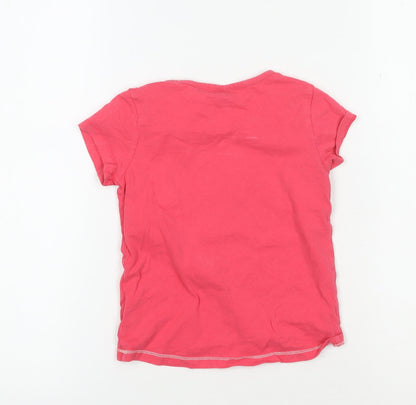 s.Oliver Girls Pink Cotton Embroidered T-Shirt, 3-4 Years