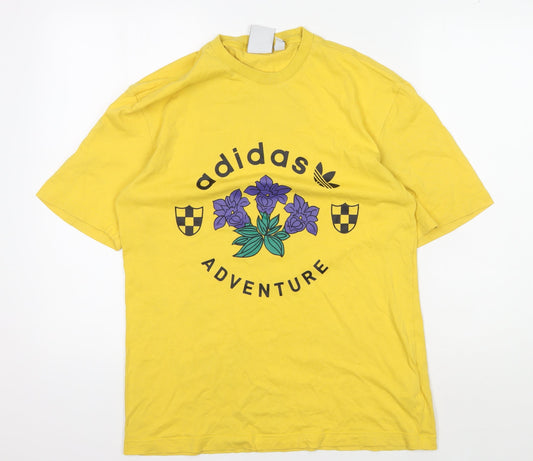 Adidas Men's Yellow Graphic Print T-Shirt M