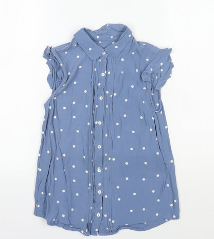 Laura Ashley Blue Polka Dot Blouse, Women's Size 8