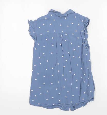 Laura Ashley Blue Polka Dot Blouse, Women's Size 8