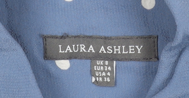 Laura Ashley Blue Polka Dot Blouse, Women's Size 8