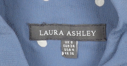 Laura Ashley Blue Polka Dot Blouse, Women's Size 8