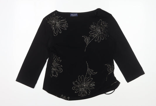 Womens UK Size M Saloos Black Tunic Blouse