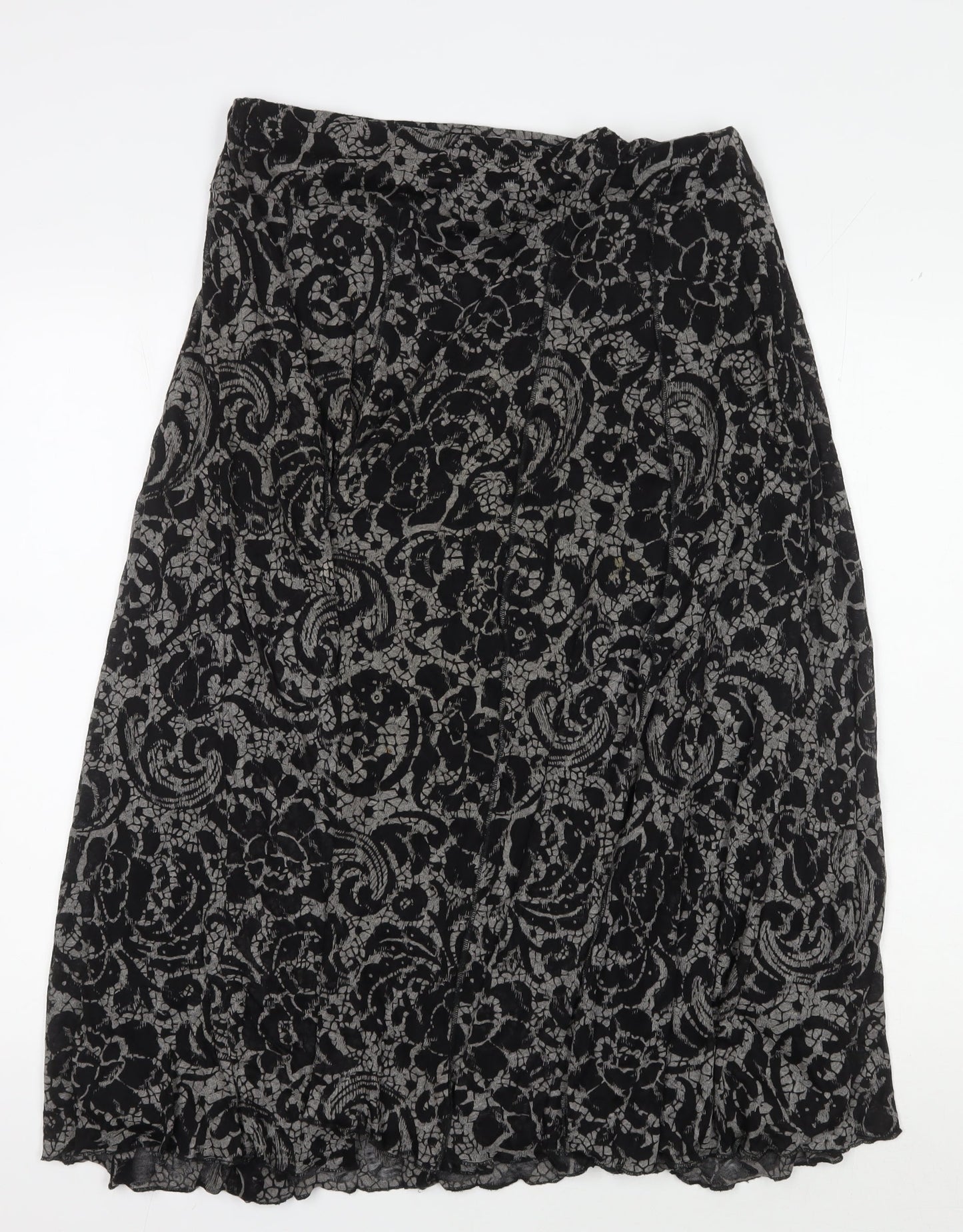 Per Una Women's Black Floral Pleated Midi Skirt, Size 14