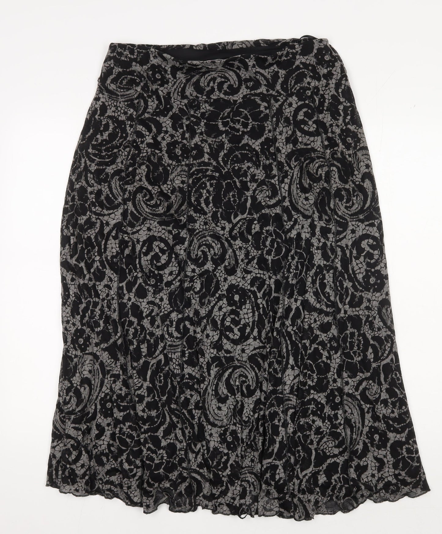 Per Una Women's Black Floral Pleated Midi Skirt, Size 14